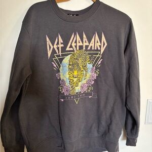 Def Leppard Graphic Crew Neck Sweater - Charcoal